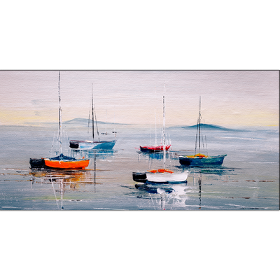 Acrylic Color Boat Abstract Canvas Wall Painting