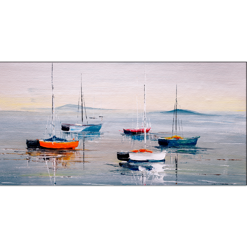 Acrylic Color Boat Abstract Canvas Wall Painting