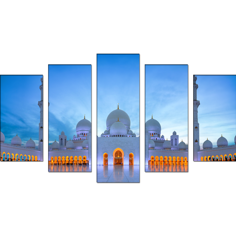 Grand Mosque Center Canvas Wall Painting- With 5 Frames