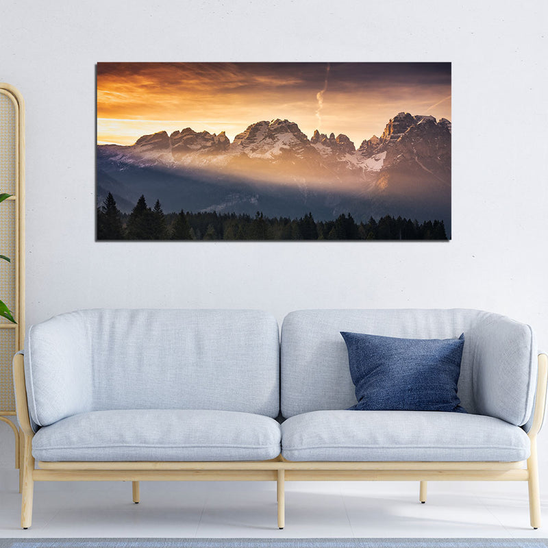 Lights On Hill Print On Canvas Wall Painting