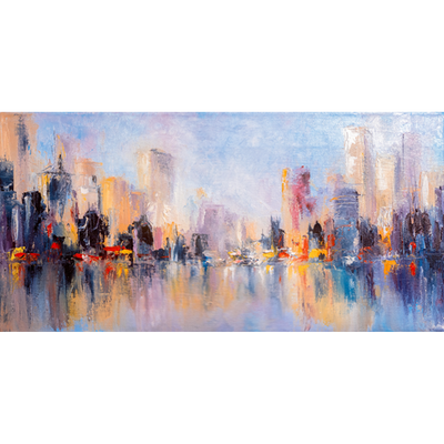 City View Reflections On water Abstract Digitally Printed Wallpaper