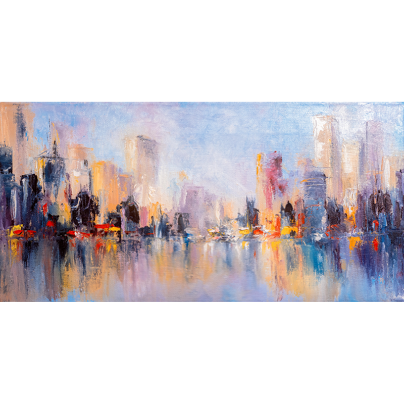 City View Reflections On water Abstract Digitally Printed Wallpaper