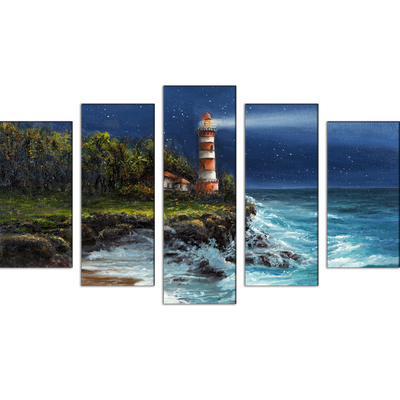 Lighthouse Canvas Wall Painting- With 5 Frames