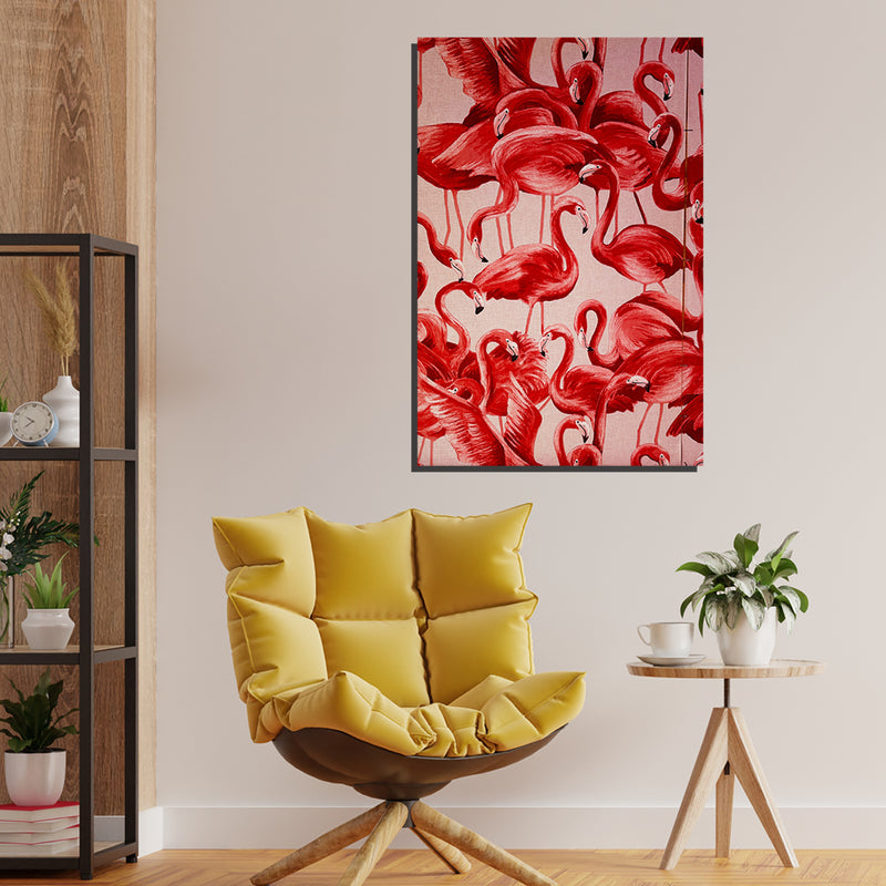 Beautiful Flamingo Print On Canvas Wall Painting