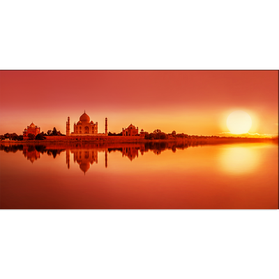 Panoramic View Of Taj Mahal During Sunset Canvas Wall Painting