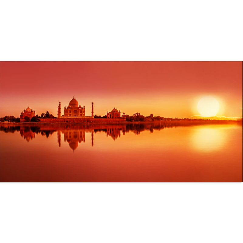 Panoramic View Of Taj Mahal During Sunset Canvas Wall Painting