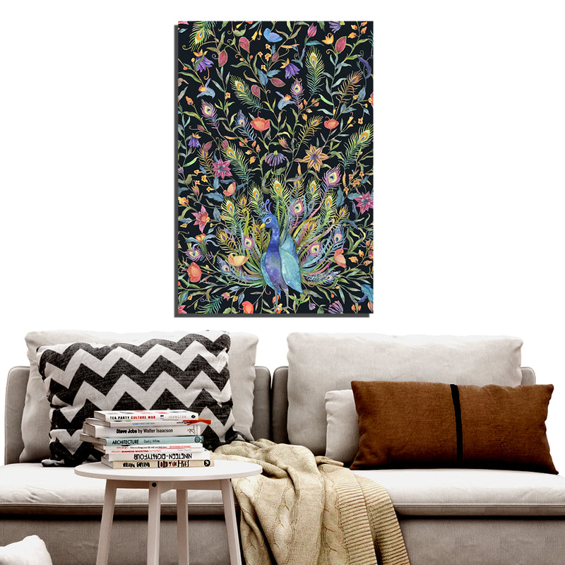 Abstract Peacock Print On Canvas Wall Painting