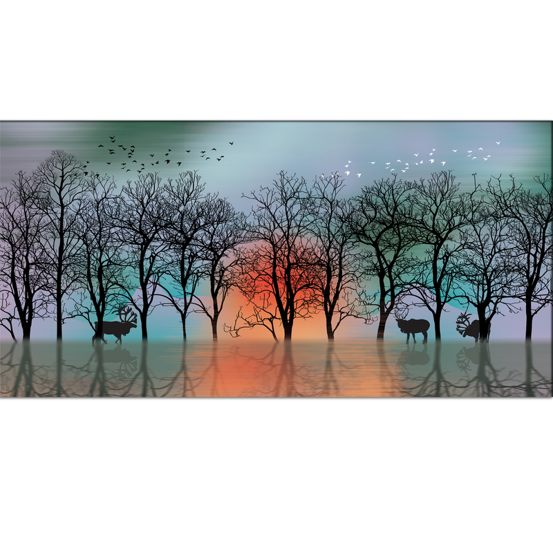 Autumn Tree & Water Canvas Wall Painting