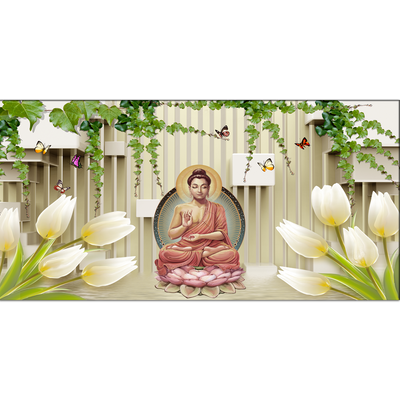 Buddha sitting on lotus Canvas Wall Painting