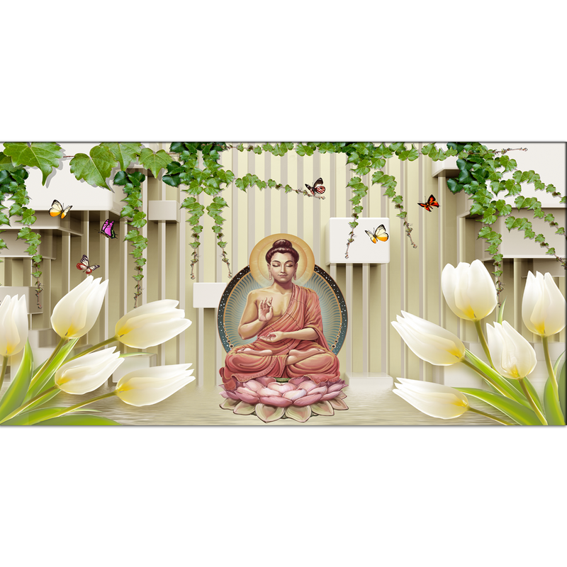 Buddha sitting on lotus Canvas Wall Painting