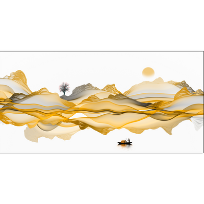 Golden Line Art Canvas Wall Painting