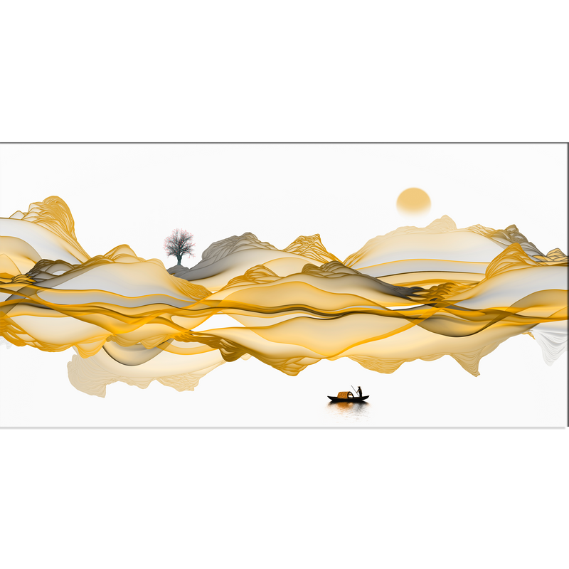 Golden Line Art Canvas Wall Painting