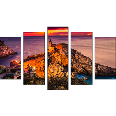 Beautiful Mountain Sunset View Canvas Wall Painting- With 5 Frames