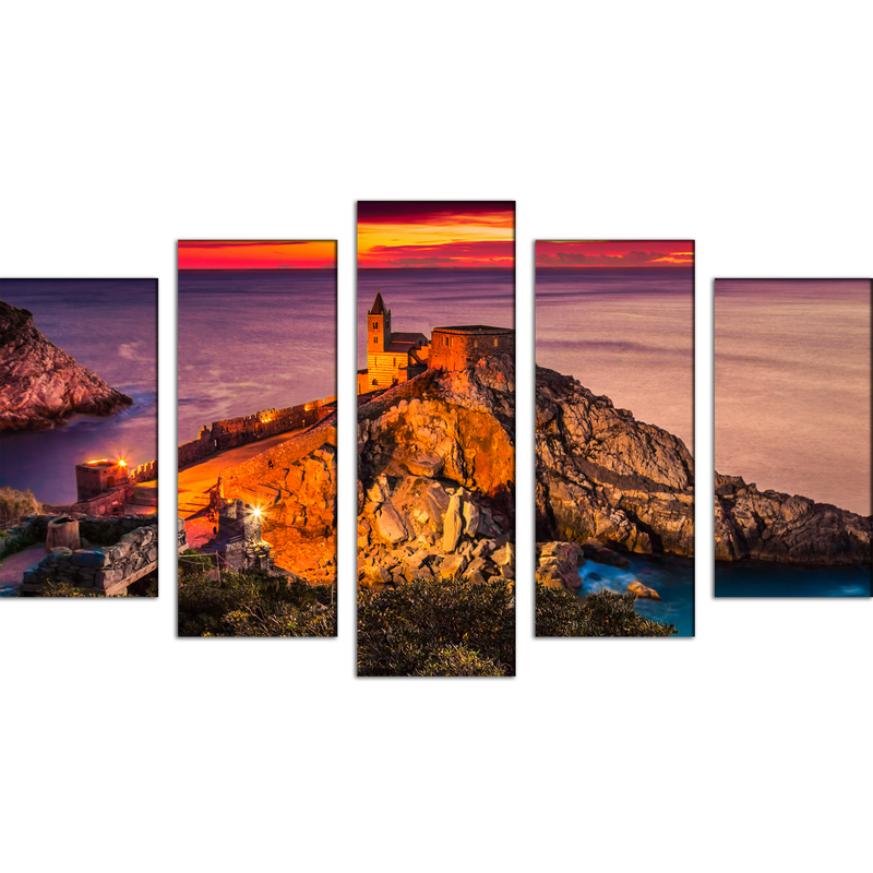 Beautiful Mountain Sunset View Canvas Wall Painting- With 5 Frames