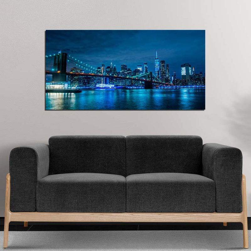 City View In Night Canvas Wall Painting