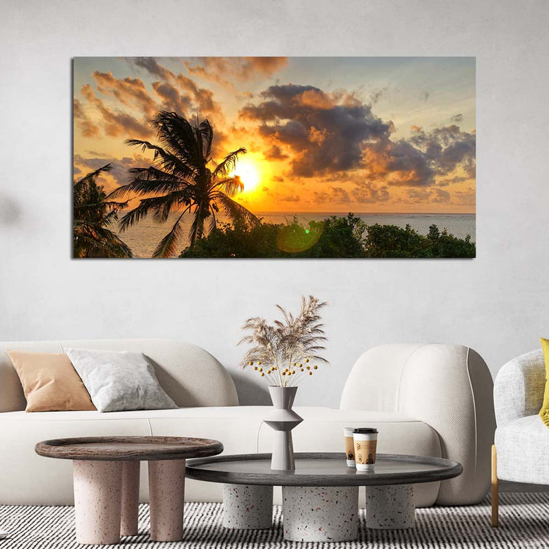 Beautiful Garden landscape Sunrise  Canvas Wall Painting