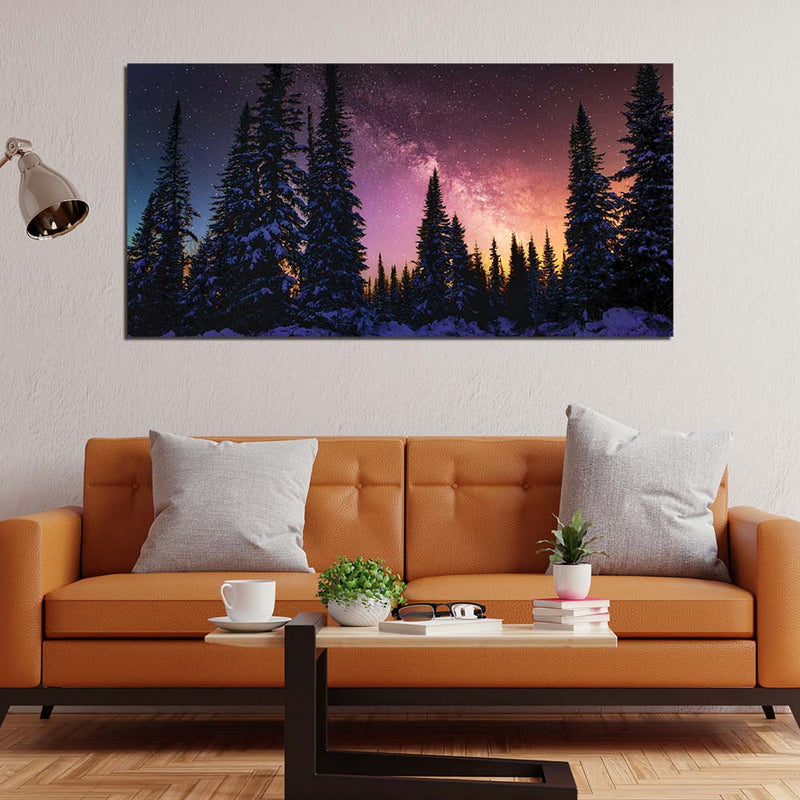 Magic Tree In Starry Winter Canvas Wall Painting
