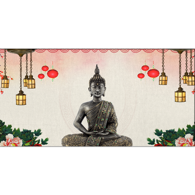 Buddha With Decorative Background Canvas Wall Painting