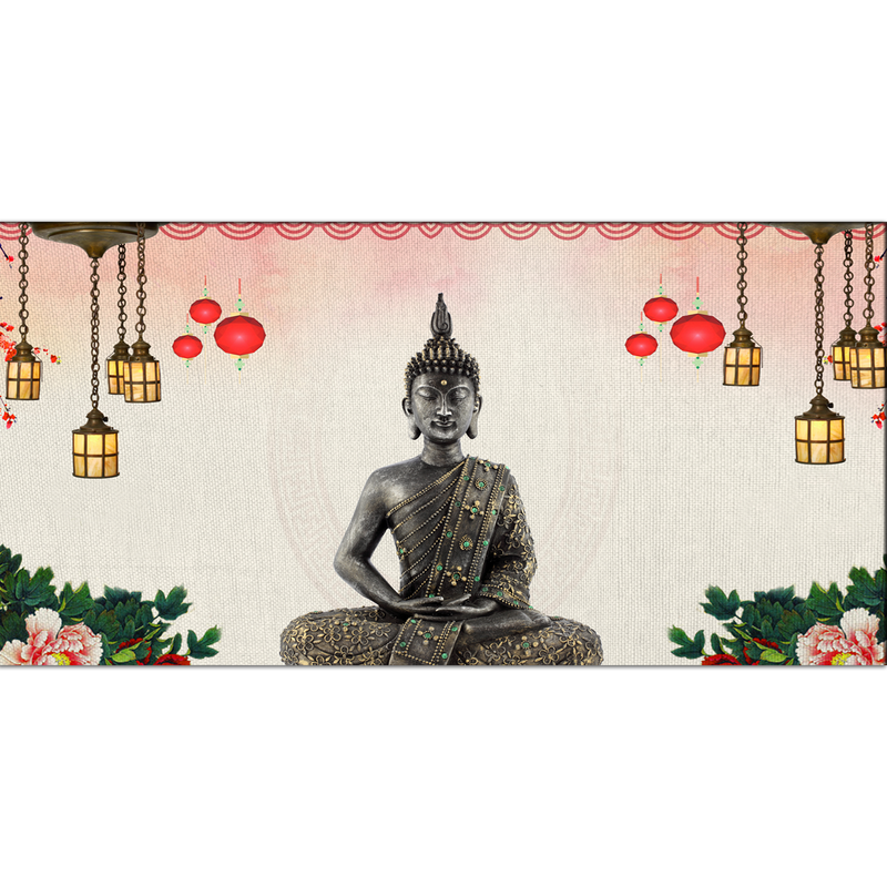 Buddha With Decorative Background Canvas Wall Painting