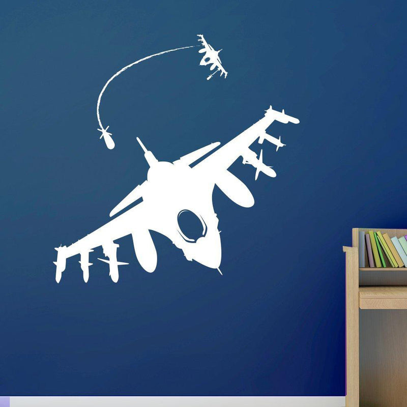 Fighter Plane Wall Sticker White Color