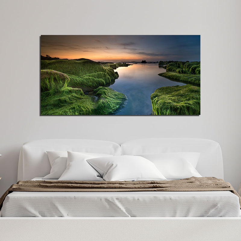 Mountain and Lake Print On Canvas Wall Painting