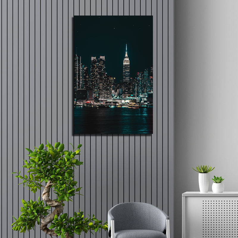 City View In Night  Canvas Wall Painting