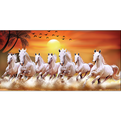 White Horses Running In Time Of Sunset Canvas Wall Painting