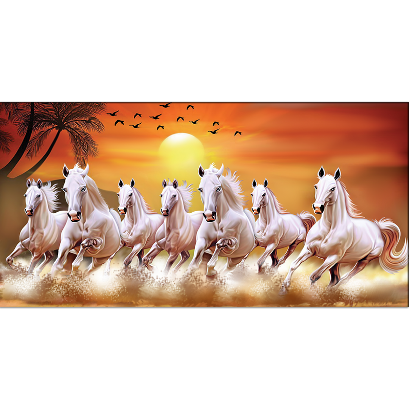 White Horses Running In Time Of Sunset Canvas Wall Painting