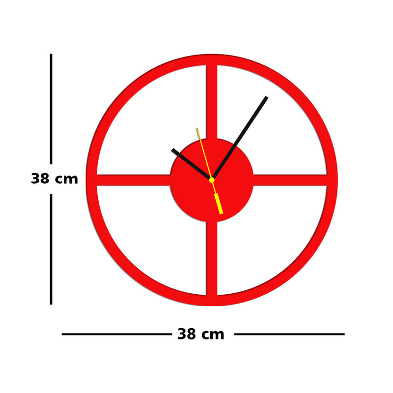 Red Color Wooden Wall Clock