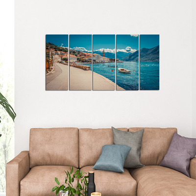 Boats in Sunny Day Canvas Wall Painting - With 5 Panel