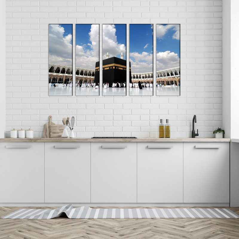 Makka Madina Islamic Wall Painting- With 5 Frames