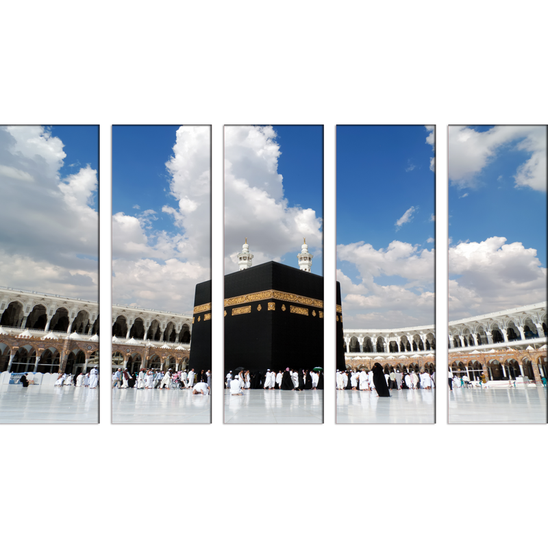 Makka Madina Islamic Wall Painting- With 5 Frames
