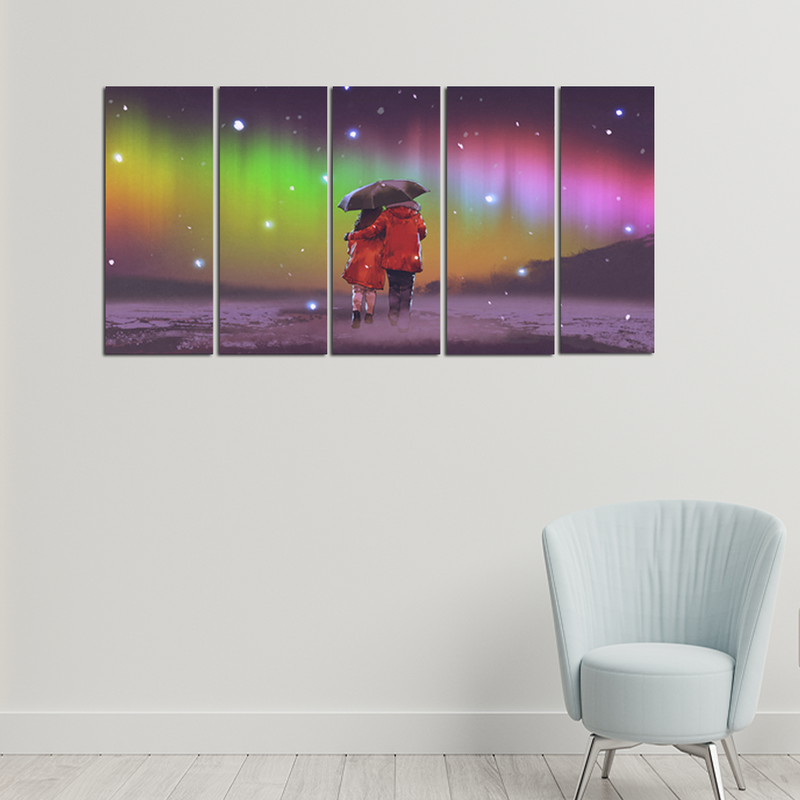 Couple Abstract Canvas Wall Hanging - With 5 Panel