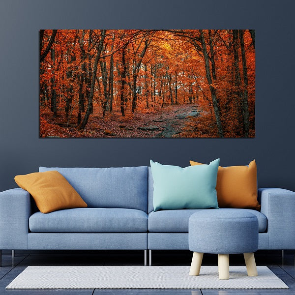 Beautiful Forest View In Autumn Canvas Wall Painting
