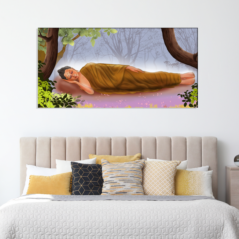 Gautama Buddha While Sleeping Illustration Canvas Wall Painting