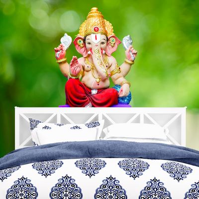 Cute Lord Ganesha Digitally Printed Wallpaper