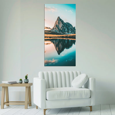 Mountain Reflect Water Print On Canvas Wall Painting