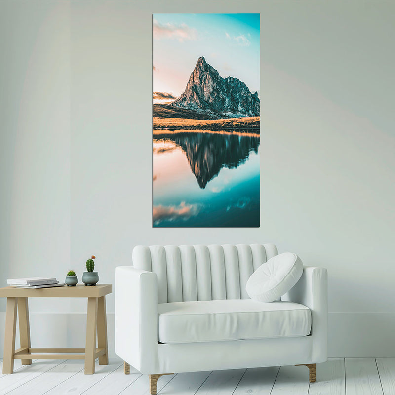 Mountain Reflect Water Print On Canvas Wall Painting