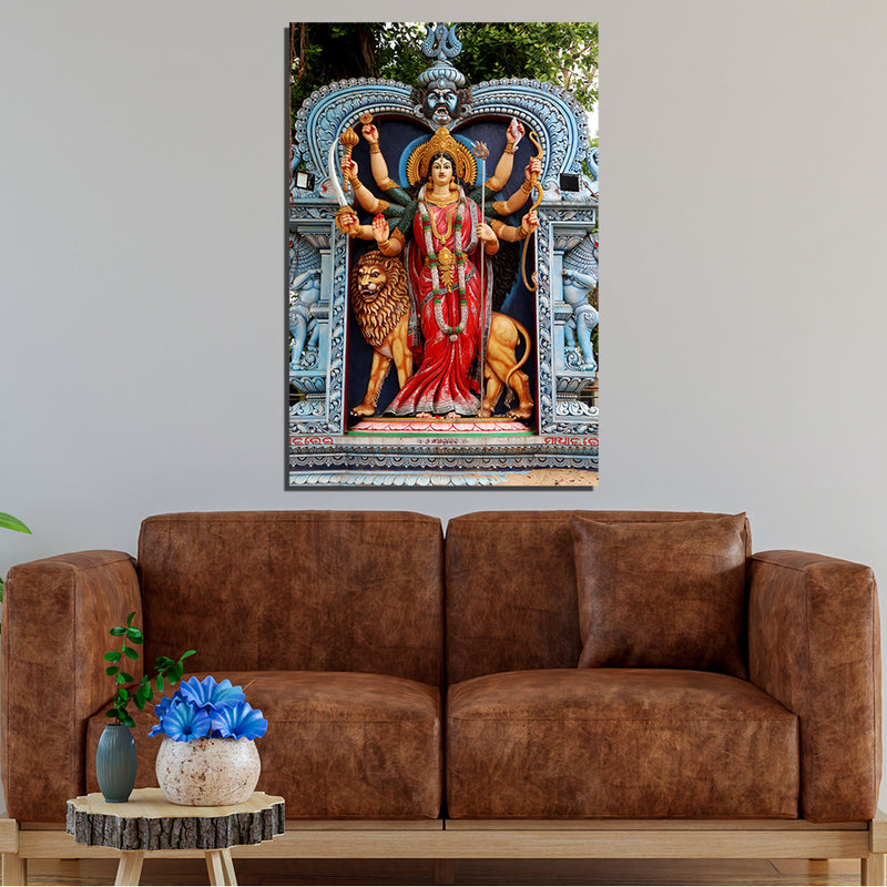 Goddess Durga Statue Canvas  Wall Painting
