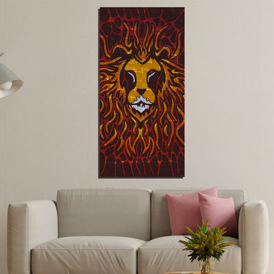 Abstract Print Lion On  Canvas Wall Painting