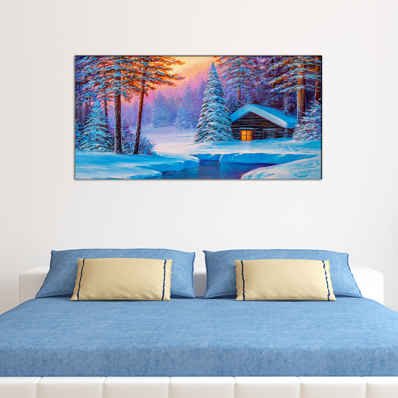 Cold Winter Sunrise Scenery Canvas Wall Painting