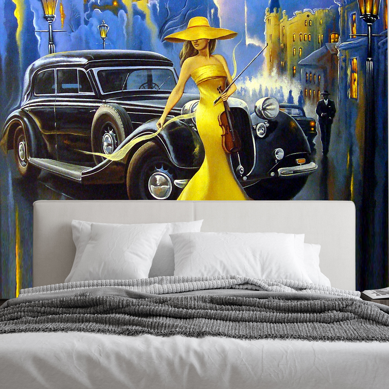 Modern Art Design Girl Digitally Printed Wallpaper