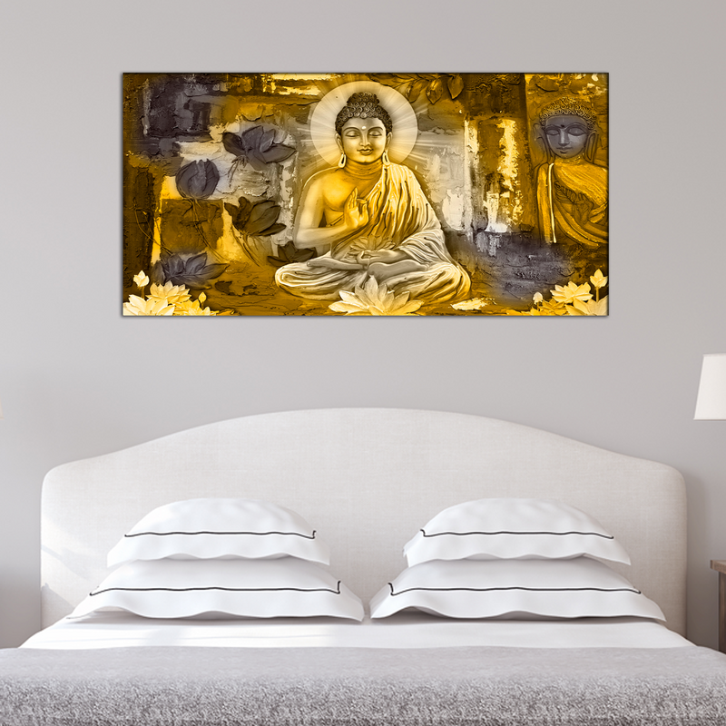 Golden Buddha Abstract Canvas Wall Painting