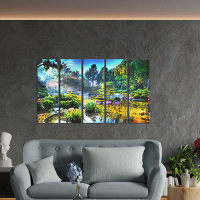 Mountain Canvas Wall Painting - With 5 Panel