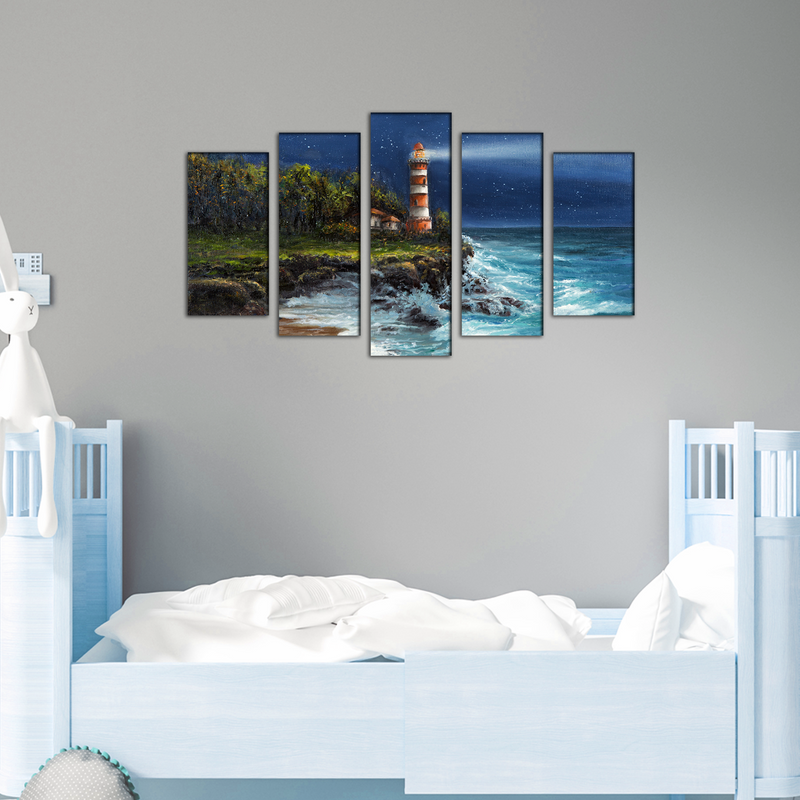 Lighthouse Canvas Wall Painting- With 5 Frames