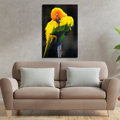 Beautiful Yellow Bird Print On Canvas Wall Painting
