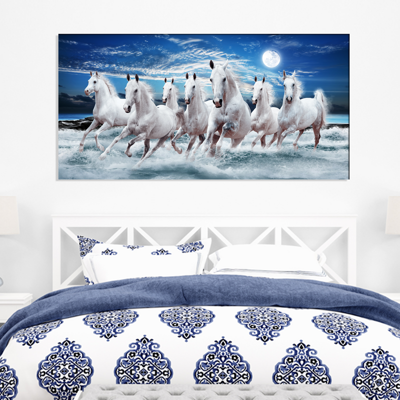 7 horse painting canvas wall paintings | seven horse picture by DecorGlance