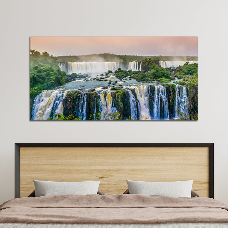 Green Nature Waterfall Canvas Wall Painting