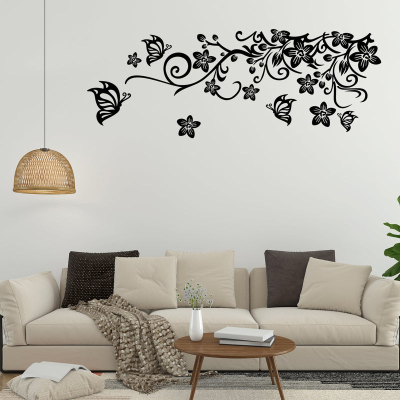 Floral Design and Butterflies Premium Quality Wall Sticker