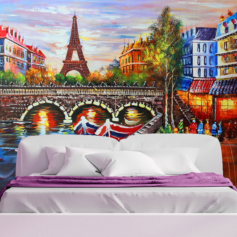 Eiffel Tower Sea View Digitally Printed Wallpaper